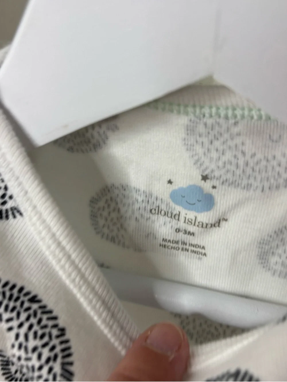 Cloud Island White Hedgehog Print Baby One-Piece Size 0-3M